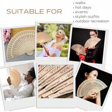 Wooden Folding Fan Hand Held – Japanese Fan With Hollow Pattern Chinese Accessories Folding Handheld Wooden Accessories For Wedding Home Decorations Birthday Gift Bridal Shower Party Favors