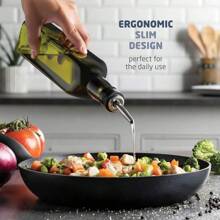Oil Dispenser Bottle For Kitchen - Glass Oil Bottle Set - Oil & Vinegar Dispenser - Refill Funnel & Pouring Spouts & Labels