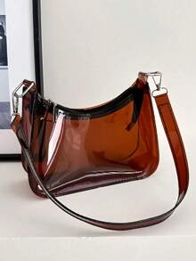 Women's Fashion Clear PVC Underarm Shoulder Bag For Daily Use, Transparent Shoulder Bag, Stadium Approved Clear Bag, Clear Transparent Purse Bag For Concerts Sports Events Festivals, Waterproof, Sandproof Transparent Bag, Beach Sports Picnic Snacks Clear Purse For Women