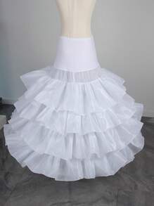Lolita Ruffle Dress Crinoline Petticoat, 4-Layer Elastic Waist Design, White Color, For Wedding Bridal Dress