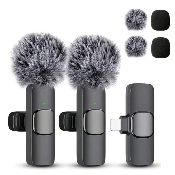 Wireless Lavalier Microphone For Phone IOS Plug And Play Clip On Lapel External Mini Lapel Lightning Microphone For IPhone Clip-On Mic For Video Interview Vlog