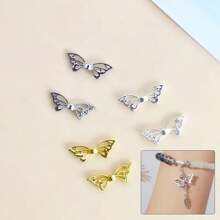 Zinc-Plated Alloy Perforated Butterfly Wing Spacer DIY Bracelet With Beaded Accessories, Retro Perforated Butterfly With Beaded Alloy Jewelry, Handmade Materials