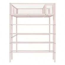 Twin Size Metal Loft Bed With 4-Tier Shelves And Storage, Pink-5418 - Multicolor - View 7
