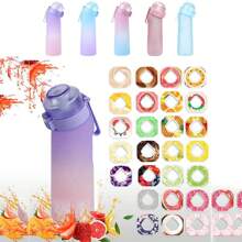 1pc 650ml Air Bottle Tritan Water Bottle Scented Pods Air Scent 0 Sugar Fruit Flavour Up Tritan Plastic Water Drink Bottle With Fragrance Drink More Water(One Water Bottle With A Random Flavor Fragrance Ring)