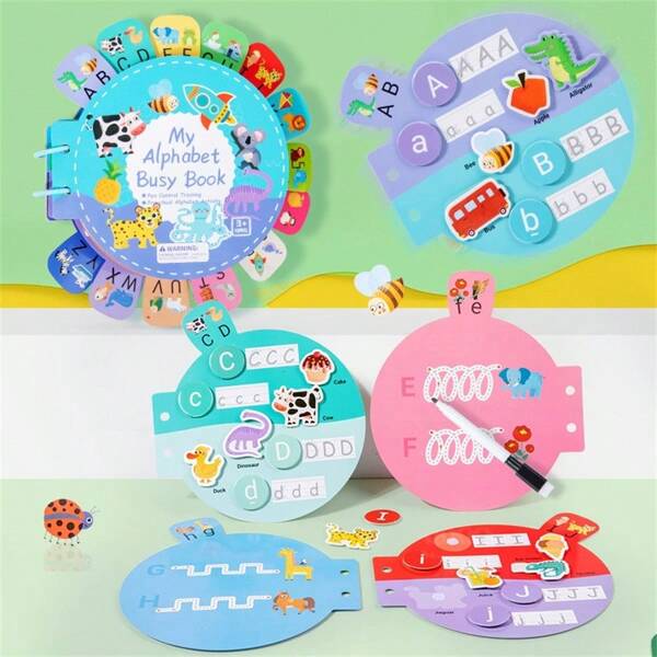 Tarjetas de trazado de 26 letras del alfabeto en inglés, silenciosas, para el aprendizaje del reconocimiento de palabras en niños