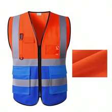 High Visibility Reflective Safety Vest With Pockets And Zipper Front, Neon Yellow, Meets ANSI/ISEA Standards