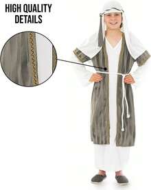 Morph Costumes Fun Shack Kids Shepherd Costume - Nativity Innkeeper & Joseph Fancy Dress For Christmas Plays, Holiday Celebrations & Festive Events - Grey - View 5