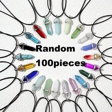 1/5/10/20 Pcs Women Natural Stone Pendant Necklaces, Crystal Heart Gemstone Chakra Crystal Jewelry, PU Leather Cord Jewelry Gifts, Holiday Party Supplies - Multicolor - View 34