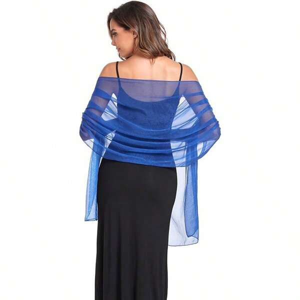 1pc New Spring/Summer Sun-Blocking Embroidered Shawl For Women, Long Bridal Wrap Scarf, Thin Dual-Use Silk Scarf