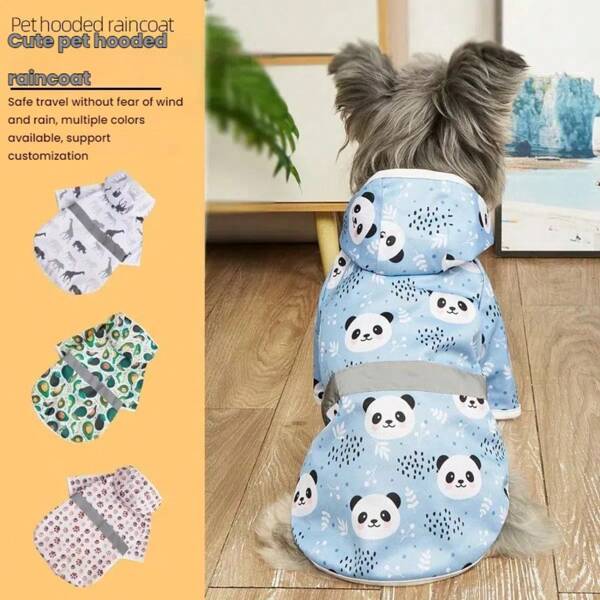 Capa de chuva personalizada para animais de estimação, estampa de desenho animado, urso de pelúcia, cachorro pequeno, casaco impermeável com capuz, capa de chuva para cachorro
