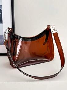 Bolso de hombro de mujer de moda de PVC transparente para uso diario, bolso de hombro transparente, bolso transparente aprobado para estadios, monedero transparente para conciertos, eventos deportivos, festivales, impermeable, a prueba de arena, bolso transparente para playa, deportes, picnic, meriendas para mujeres