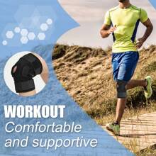 1 Pc- Open Wear Adjustable Knee Support Brace With Side Stabilizers & Patella Gel Pad For Men & Women, Compression Knee Brace, Stable Support Of The Knee, For Gym, Running, Fitness, Workout, Basketball - Black Gym Accessories Knee Support