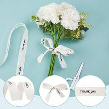 2CM*35Yards/Roll Thank You Decorative Satin Ribbon Featuring A Cream-Colored Birthday Cake Ribbon For Gift Box Wrapping, Suitable For Valentine'S Day Bouquet Wrapping And Rose Packaging Suitable For Birthdays, Weddings, Bachelorette Parties, Birthday Decorations, Graduations, Parties, Gift Boxes. Suitable For Women's Birthday Gifts, Mother's Day, Christmas, Halloween, St. Patrick's Day, Thanksgiving,Valentine's Day, And Teacher's Day. - White - View 10