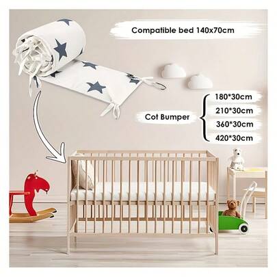 婴儿床围垫，一体式柔软防撞垫，婴儿床护栏，新生儿卡通刺绣软垫防撞护栏，儿童防摔围栏