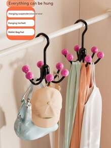 Wardrobe Hook, Multifunctional Rotatable Six Claw Hook Loset Organizer 360° Rotatable Space Saving Bras Underwear Sling, Hat, Tie Towel And Bathrobe Organizer Suitable For Wardrobes And Kitchen Cabinets,Bathroom Shelf
