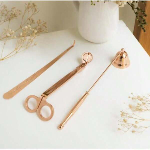 3Pcs Black/Golden/Rose Golden Candle Tools Set Stainless Steel Candle Cover Tools Kit Candle Wick Trimmer, Candle Wick Dipper, Candle Wick Snuffer For Candle Lovers Candle Accessory Set