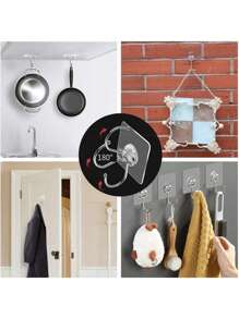 10/5/1pc, Multipurpose Large Adhesive Hook, Heavy Duty Hook, Max 16.78KG, Waterproof Large Wall Hook For Bathroom Kitchen ﻿
