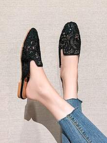 Mengshangli 2025 Autumn Women Hollow Out Breathable Mesh Closed Toe Slippers, Flat Slip-On Casual Sandals,Mule - Black - View 6