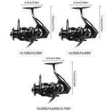 BILLINGS HL Series Metal Spinning Reel,1000-7000 Saltwater Freshwater Spinning Fishing Reel,Max Drag 12KG With Metal Spool,Comfortable Eva Grip,5.2:1 Gear Ratio