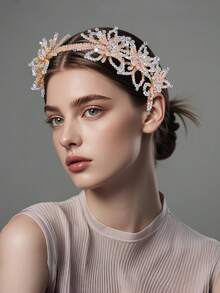 A199 Retro French Beaded Butterfly Headband, Starry Blue, New Summer Decoration Hair Accessory,Hairband,Hair Hoop - Màu xanh lam - Xem 10