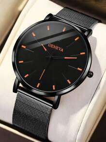 1pc Business And Leisure Men's Watch, A Casual And Simple Round Men's Mesh Quartz Watch, Suitable For Parties, Festivals, And Daily Business Wear, The Best Gift For Men.