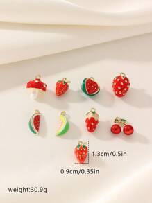 8pcs Copper Alloy Fruit Charms, Minimalist & Cute, Suitable For Party Decoration