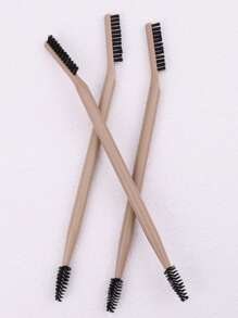 3pcs/Set Eyelash And Eyebrow Grooming Brush, White & Black Dual-Ended Flexible Multifunctional Makeup Brushes