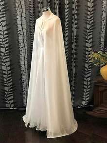 1 件女士雪纺披风，适合晚礼服、婚礼披肩、白色/红色/黑色连帽斗篷、成人万圣节角色扮演女巫服装 - 彩色 - 查看 7