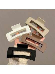 4 Stück/1 Stück Damen 11,2 cm Plastik Minimalistische einfache Stil elegante Großraum Haarklammer, weiß/schwarz/khaki/braun, geeignet für tägliche Frisuren, Gesichtsreinigung, Make-up, Outfit-Passende Haarklammern, Haarklammern, Haarklips, Haarklammern, Haarklemmen, Haarklemmen
