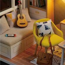Mini DIY House Sunny Study Room Wooden Assembly Building Model, Miniature Room Decoration Accessories, Creative Holiday Gift