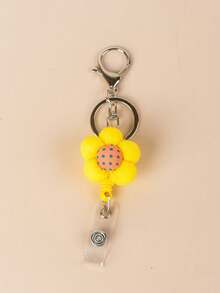 3D Flower Retractable Pull Keychain Double Rings Business ID Card Badge Holder With 40CM Extendable Strap Suitable For Men & Women Students Nurses Access Cards - Multicolor - View 9