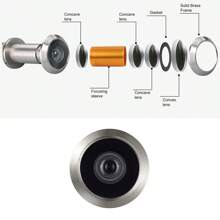 200° Türspion mit drehbarer Sichtschutzabdeckung, für Heim/Büro/Hotel Sicherheitstüren, einfache Installation, Silber