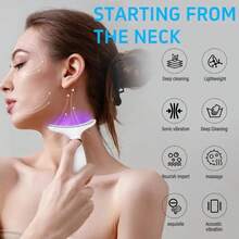 Neck And Facial Massager, Seven Color Portable Facial Massager, LED Display, USB Rechargeable, With Vibration Function, Suitable For Facial, Neck And Shoulder Care - Fragrance Free Female Skincare Tool - Perfect Mother's Day Gift Neck Protector 400mAh - White - View 7