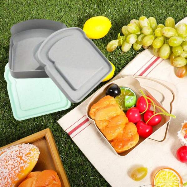1/2 pièces Boîte à sandwich, boîte à lunch de stockage de sandwich en forme de toast, en plastique, réutilisable, adapté au micro-ondes et au lave-vaisselle, convient pour la maison ou les adultes (coloré)