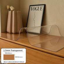 1pc Vinyl Table Mat Protector, 1.5mm Thick, Semi-Transparent, Stain-Resistant, Waterproof, Solid Color, Non-Textile, For Dining, Coffee Tables, Desks - Thanksgiving Decor