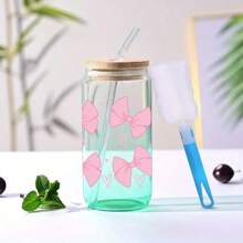 4 Stücke/Set Rosa Schleifen-Schleifendesign UV DTF - Wasserfest & Kratzfest für 16oz Gläser und Flaschen, 3D Kristall Klar Vinyl Wrap - Perfekt für DIY Basteln & Dekorationen