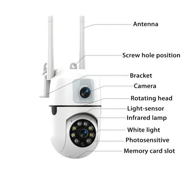 Cámara de seguridad para exteriores de 4MP (2MP+2MP), cámaras duales para seguridad del hogar con cable, seguimiento AI, alarma de luz, visión nocturna a color, comunicación bidireccional, grabación, SD/Nube