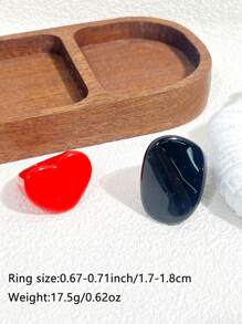 2pcs Minimalist Smooth Textured Wide Asymmetrical Square Resin Rings, Minimalist Style Suitable For Daily Wear