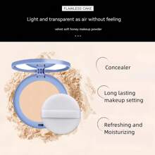 Polvo compacto multicolor, de larga duración, resistente al agua y al sudor, control de grasa, ligero, transpirable, apto para todos los tonos de piel, incluye borla, regalo ideal para maquillaje natural