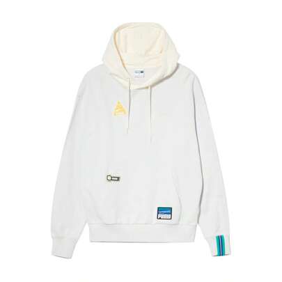 Puma 拼色复古休闲连帽运动衫，男女同款情侣运动上衣，春秋季