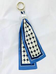 1pc Fashion Scarf Keychain Decor Creative Fabric Phone Case DIY Accessories Women Faux Pearl Handbag Jewelry