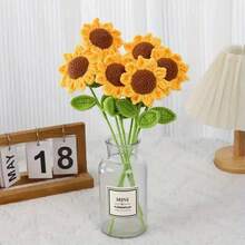 10pcs Handmade Crochet Sunflowers, Everlasting Artificial Woven Sunflowers, Smiling Knitted Realistic Sunflowers, Preserved Flowers, Best Gifts For Christmas, Birthday, Wedding, Graduation, Teacher's Day. Suitable For Restaurant, Room, Bedroom Decor, Holiday Gifts And Party Decorations, Christmas Home Decor. - Multicolor - View 8