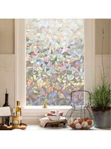 1. PC Privacy Window Glass Film, Solid Color Background Rainbow Crescent Fragment Decorative Glass Film, Electrostatic Adsorption Easy To Install Adhesive Free Removable Glass Film, Bedroom Bathroom Door And Window Glass Film, Suitable For Home, Home Bathroom Object Kitchen Study, Master Bedroom Room Office, Electrostatic Adsorption Application, Enhances Privacy Through Light Filtering