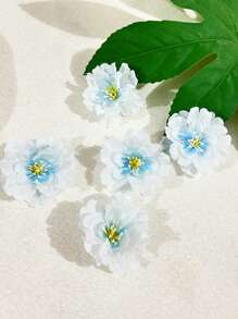 4 件装仿花发夹，白色和蓝色樱花图案，女士爪夹发夹发夹