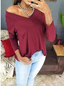 Women T-Shirts - Burgundy - View 2