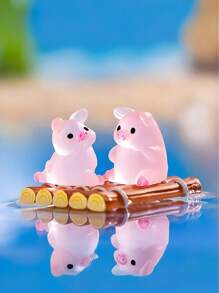 10/20pcs Luminous Mini Resin Pig, Glow In The Dark Pink Piggy Tiny Animals Figures Ornament For DIY Fairy Garden, Glass Container, Potted Plant Decor, Micro Landscape Craft, Garden Decoration, Car Interior Accessories, Party, Perfect Birthday Gift