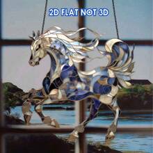 A Set Of 2D Acrylic Colored Glass Horse Sun Catcher Wall Decoration Pendant, Animal Themed Sun Catcher Decoration, Suitable For Home Wall Decoration, Room Decoration, Office Decoration, Bedroom Window Decoration, Summer Garden And Vacation Home Decoration; Interesting And Fashionable Design Style