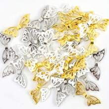 Zinc-Plated Alloy Perforated Butterfly Wing Spacer DIY Bracelet With Beaded Accessories, Retro Perforated Butterfly With Beaded Alloy Jewelry, Handmade Materials