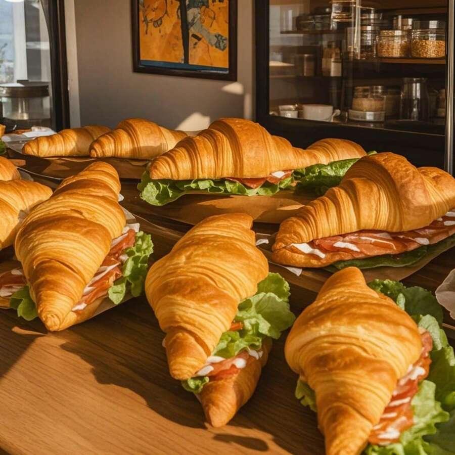 1pc, 3pcs Realistic Sandwich Bread, Fake European Croissant Bacon Bread, Food Toy Model, Window Display Decor, Photography Stage Prop, Bakery Bar Decoration, Vegetable & Bacon Filled Croissant - Veggie Bacon Croissant - View 1