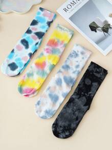 1 Paar / 4 Paar bunte Batik Mittelfuß Yoga Socken für Frauen, eleganter Retro-Stil für Pilates, Yoga, Gym, Zuhause, rutschfeste Silikonpunkte an der Unterseite, atmungsaktiv für alle Jahreszeiten